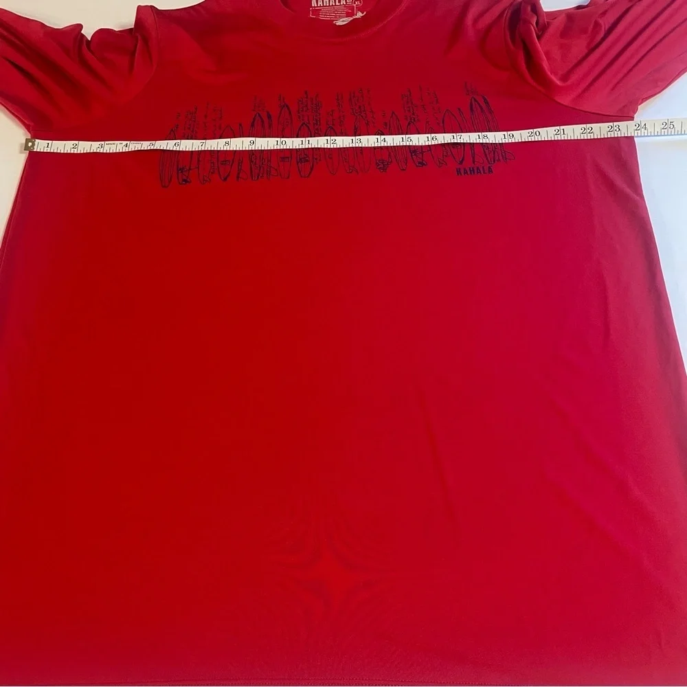 Kahala Hawaii Sport Men's Long Sleeve Tee Surfboard Print Red Size XL - Picture 7 of 7